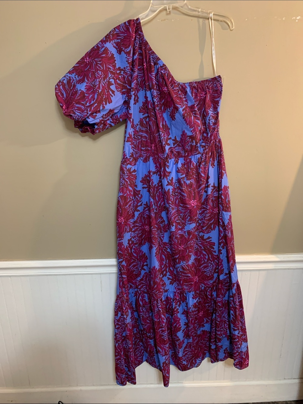 Lilly Pulitzer Women’s Zelalynn Sz 16 Floral One Shoulder Cotton Maxi Dress
